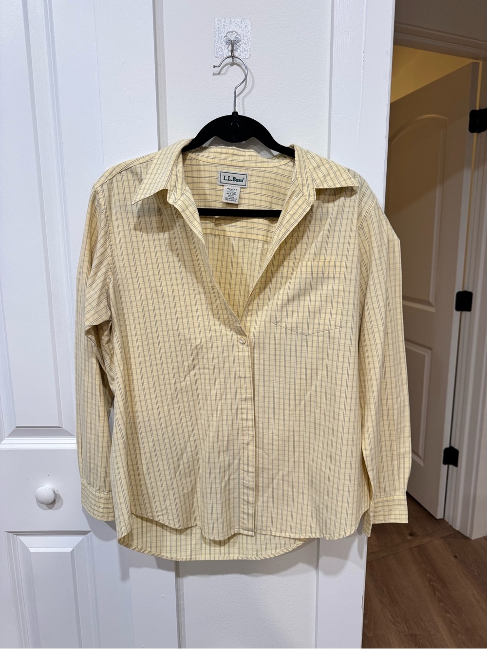 L.L. Bean Women's Light Yellow Plaid Button-Down Shirt